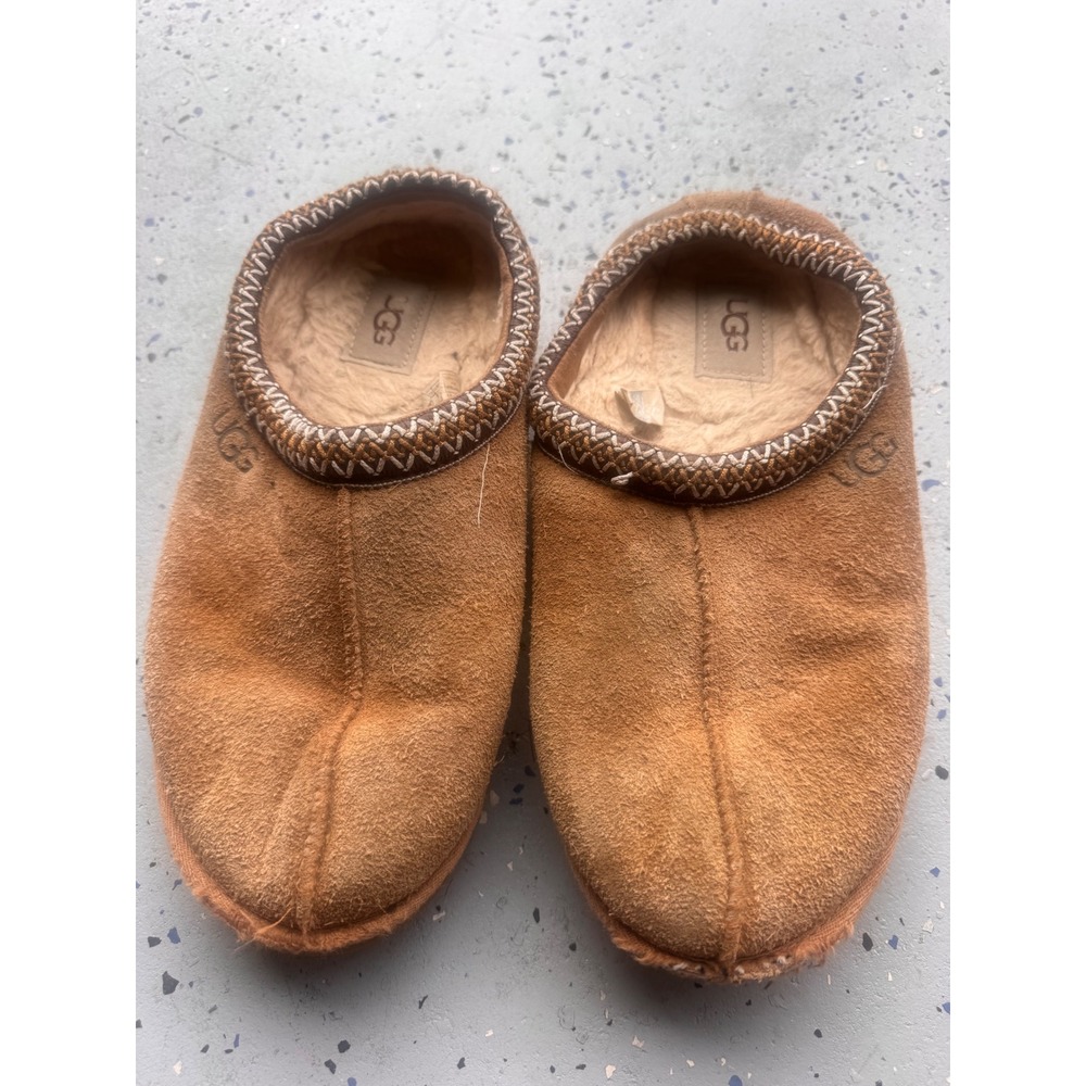 UGG Australia Men's Size 8 Brown Suede Shearling Slippers Style 5950